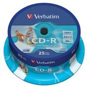  CD-R Verbatim 700Mb Azo Printable 52x, Cake Box, 25 (43439)