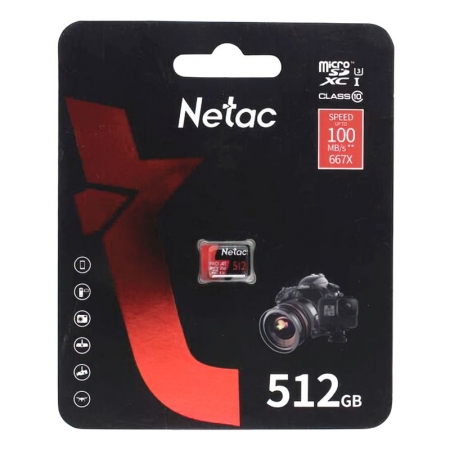   Micro SDXC 512Gb Netac P500 Extreme Pro U1 V30 A1 100 /c   (NT02P500PRO-51