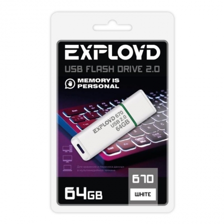 64Gb Exployd 670 White USB 2.0 (EX-64GB-670-White)