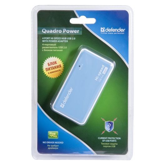 Defender quadro. USB Defender Quadro Power (83503). Разветвитель USB Defender Quadro Power (83503). Концентратор USB Quadro Power USB2.0, 4 порта, блок питания. Разветвитель USB 2,0 Дефендер.