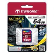 ����� ������ SDXC 64Gb Transcend Ultimate Class 10 UHS-1 U1, 90 ��/� (TS64GSDXC10U1)
