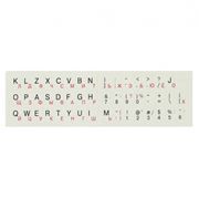 Наклейка на клавиатуру, буквы русские красные, латинские и символы чёрные на белой подложке