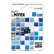 Карта памяти Micro SDHC 8Gb Mirex Class 4 без адаптера (13612-MCROSD08)