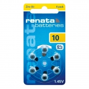 Батарейка Renata ZA10 для слуховых аппаратов, 6 шт, блистер