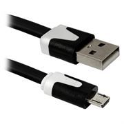 Кабель USB 2.0 Am=>micro B - 1.0 м, плоский, черный, Defender (USB08-03P) (87475)