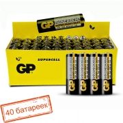 Батарейка AA GP Supercell R6/4SH, солевая, 40 шт, коробка (15S-OS4)