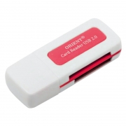 Карт-ридер внешний USB ORIENT CR-011R, белый с красным (30348)