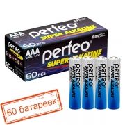 Батарейка AAA Perfeo LR03/4SH Super Alkaline, 60шт, коробка