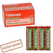 Батарейка AAA Toshiba R03/2SH солевая, 40 шт, коробка