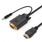 Кабель HDMI - VGA, 19M/15M + 3.5 audio, 3 м, позол. разъемы, черный, Cablexpert (A-HDMI-VGA-03-10)