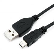 Кабель USB 2.0 Am=>mini B - 0.5 м, черный, Гарнизон (GCC-USB2-AM5P-0.5M)