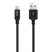 Кабель USB 2.0 Am=>Apple 8 pin Lightning, 1 м, ткан. оплетка, черный, Hoco X14 Times speed