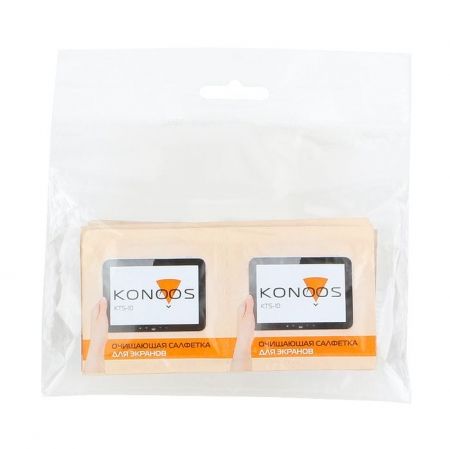 Салфетки влажные KONOOS для очистки ЖК экрана, в индивид. упаковке, 10шт (KTS-10)