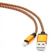 Кабель USB 2.0 Am=>Apple 8 pin Lightning, 1 м, нейлон, метал., оранжевый, Cablexpert (CC-ApUSB2oe1m)