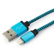 Кабель USB 2.0 Am=>Apple 8 pin Lightning, 1 м, нейлон, метал., синий, Cablexpert (CC-ApUSB2bl1m)