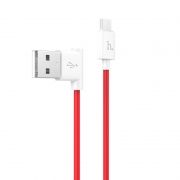 Кабель USB 2.0 Am=>micro B - 1.2 м, угловой, красно-белый, Hoco UPM10