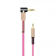 Кабель аудио 3.5 stereo plug -> 3.5 stereo plug, 1 м, угловой штекер, розовый, Premier (5-232L)