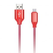 Кабель USB 2.0 Am=>micro B - 1.0 м, нейлон Socks, красный, Smartbuy (iK-12NS red)