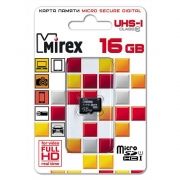 Карта памяти Micro SDHC 16Gb Mirex Class 10 UHS-I без адаптера (13612-MCSUHS16)