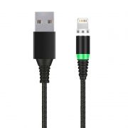 Кабель USB 2.0 Am=>Apple 8 pin Lightning, 1 м, магнит., черный, пакет, Smartbuy (iK-510mt-2)