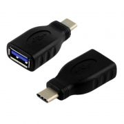 Адаптер OTG USB Type C(m) - USB 3.0 Af, черный, Orient UC-301 (30746)