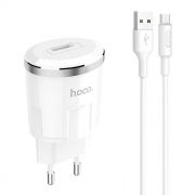 Зарядное устройство Hoco C37A 2.4А USB + кабель microUSB, белое