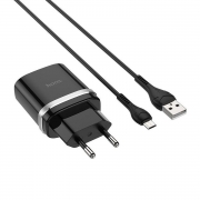 Зарядное устройство Hoco C12Q QC3.0 3А USB + кабель microUSB, черное
