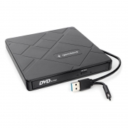 USB Внешний DVD-привод Gembird DVD-USB-04 с картридером и хабом, пластик, черный, USB 3.0