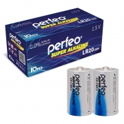 Батарейка D Perfeo Super Alkaline, LR20/2SH, щелочная, 10 шт, коробка