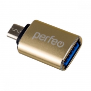 Адаптер OTG USB 3.0 Af - USB 2.0 micro Bm, золотистый, Perfeo PF-VI-O012 (PF_C3001)