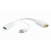 Адаптер HDMI/M - DisplayPort/F, 0.15 м, питание от USB, белый, Cablexpert (DSC-HDMI-DP-W)