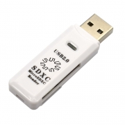 Карт-ридер внешний USB 5Bites RE2-100WH White, microSD/SD, USB2.0