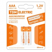Аккумулятор AAA TDM 1100мА/ч Ni-Mh, 2шт, блистер (SQ1702-0076)