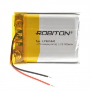 Аккумулятор Li-Po 3.7В 900мАч с защитой, 40x34x6.8мм, Robiton LP683440