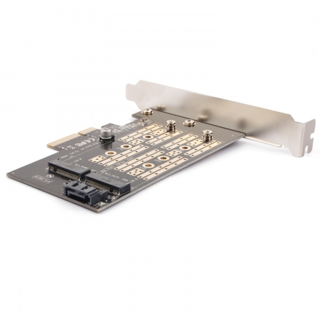  PCI-E 16X->M.2 M-key, B-key NVMe SSD,  2230/2242/2260/2280, AgeStar AS-MC02