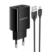 Зарядное устройство Borofone BA53A, 2.1А 2xUSB + кабель Micro USB, черное