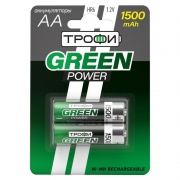 Аккумулятор AA Трофи Green Power HR6-2BL 1500мА/ч Ni-Mh, 2шт, блистер