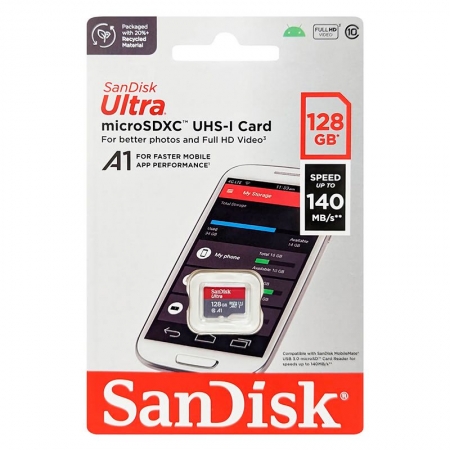   Micro SDXC 128Gb SanDisk Ultra U1 A1, 140 / (SDSQUAB-128G-GN6MN)