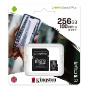   Micro SDXC 256Gb Kingston Canvas Select Plus U3 V30 A1, R100 / +  SD