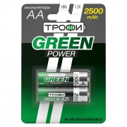 Аккумулятор AA Трофи Green Power HR6-2BL 2500мА/ч Ni-Mh, 2шт, блистер