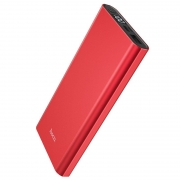 Зарядное устройство Hoco J68, 10000 мА/ч, 2A USB A, дисплей, металл, красное