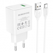   Borofone BA66A, QC3.0 3A USB +  Type C, 