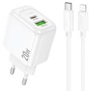   Hoco CS54A, QC3.0/PD 20W USB A+C +  Type C - Lightning, 