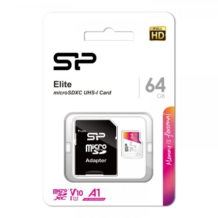 ����� ������ Micro SDXC 64Gb Silicon Power Elite U1 V10 A1 + ������� SD (SP064GBSTXBV1V20SP)
