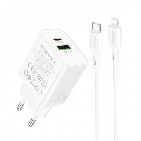   Borofone BA88A, QC3.0/PD 20W USB A+C +  Type C - Lightning, 