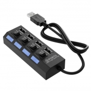 HUB 4-port Perfeo PF-H030, USB 2.0, �����������, ������ ��� ���. �������, ������ (PF_C3220)