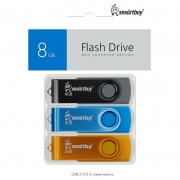 8Gb Smartbuy Twist Black/Blue/Yellow/ USB2.0, �������� 3 �� (SB008GB2TWKBYSET)