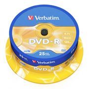 Диск DVD-R Verbatim  4,7 Gb 16x, Cake Box, 25шт (43522)